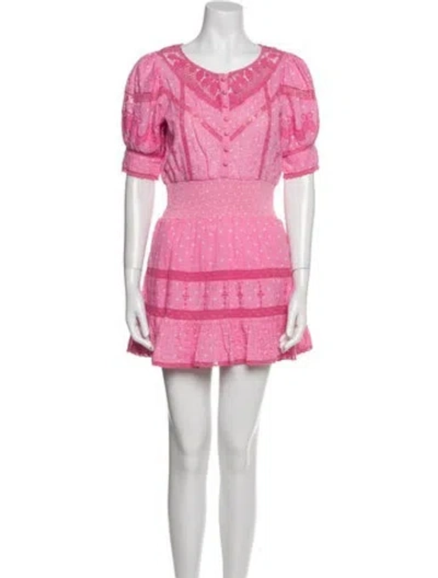 Pre-owned Loveshackfancy Scoop Neck Mini Dress In Pink