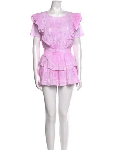Pre-owned Loveshackfancy Scoop Neck Mini Dress In Pink