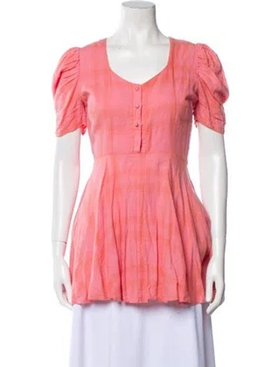 Pre-owned Loveshackfancy Scoop Neck Mini Dress In Pink