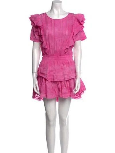 Pre-owned Loveshackfancy Scoop Neck Mini Dress In Pink