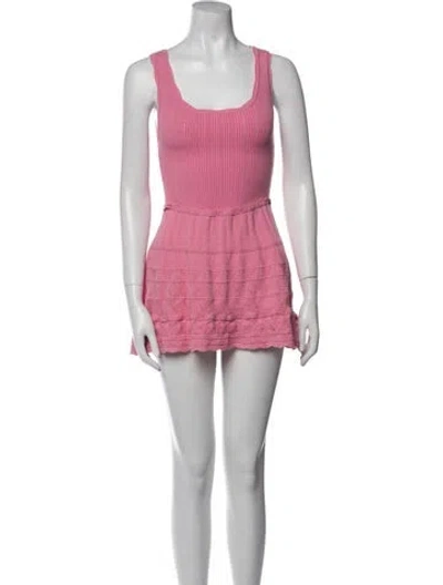 Pre-owned Loveshackfancy Scoop Neck Mini Dress In Pink