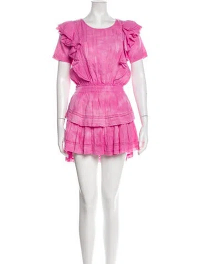 Pre-owned Loveshackfancy Scoop Neck Mini Dress In Pink