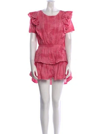 Pre-owned Loveshackfancy Scoop Neck Mini Dress In Pink