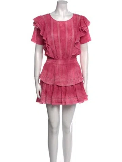 Pre-owned Loveshackfancy Scoop Neck Mini Dress In Pink