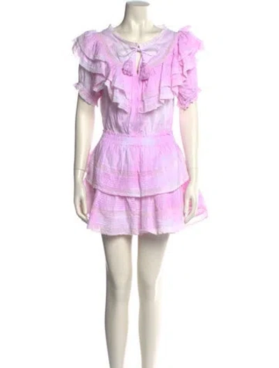 Pre-owned Loveshackfancy Scoop Neck Mini Dress In Pink