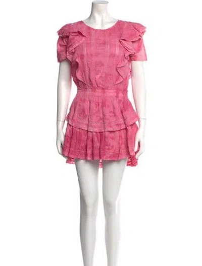 Pre-owned Loveshackfancy Scoop Neck Mini Dress In Pink
