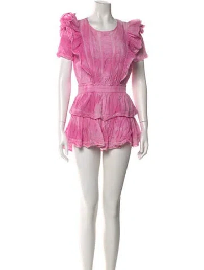 Pre-owned Loveshackfancy Scoop Neck Mini Dress In Pink