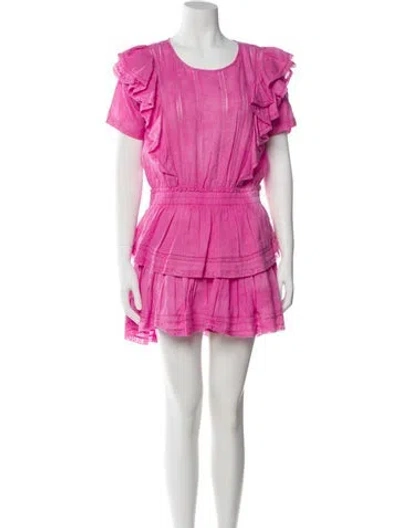 Pre-owned Loveshackfancy Scoop Neck Mini Dress In Pink