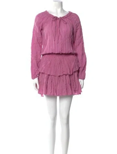 Pre-owned Loveshackfancy Scoop Neck Mini Dress In Pink