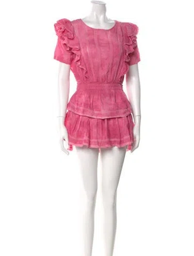 Pre-owned Loveshackfancy Scoop Neck Mini Dress In Pink