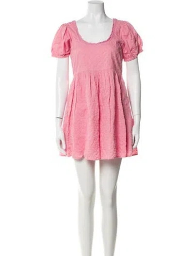 Pre-owned Loveshackfancy Scoop Neck Mini Dress In Pink