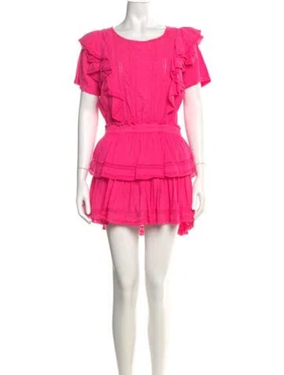 Pre-owned Loveshackfancy Scoop Neck Mini Dress In Pink