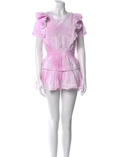 Pre-owned Loveshackfancy Scoop Neck Mini Dress In Pink