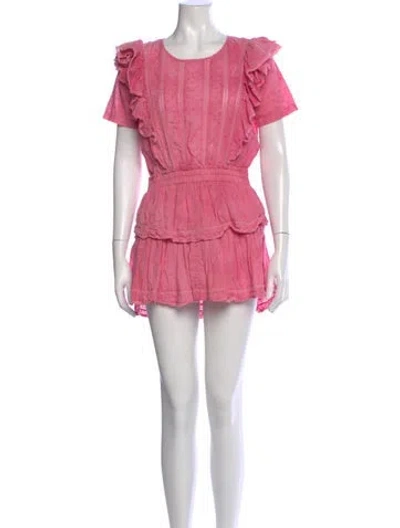 Pre-owned Loveshackfancy Scoop Neck Mini Dress In Pink