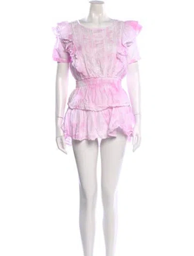 Pre-owned Loveshackfancy Scoop Neck Mini Dress In Pink