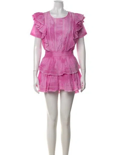 Pre-owned Loveshackfancy Scoop Neck Mini Dress In Pink