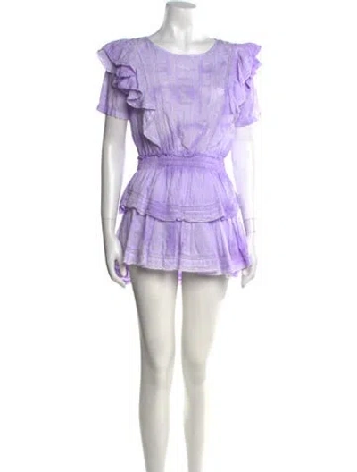 Pre-owned Loveshackfancy Scoop Neck Mini Dress In Purple