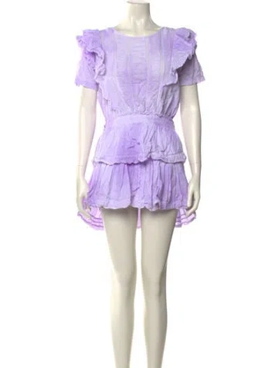 Pre-owned Loveshackfancy Scoop Neck Mini Dress In Purple