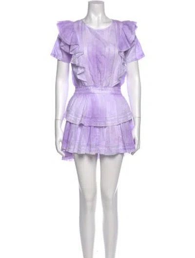 Pre-owned Loveshackfancy Scoop Neck Mini Dress In Purple