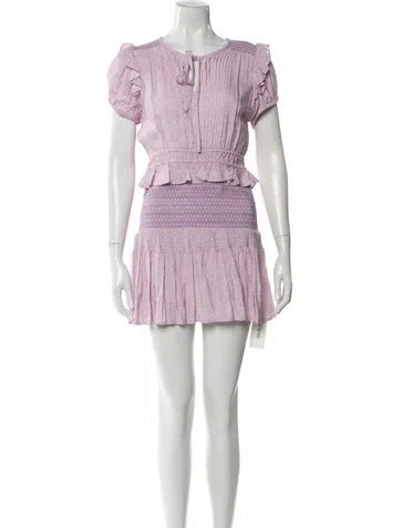Pre-owned Loveshackfancy Scoop Neck Mini Dress In Purple