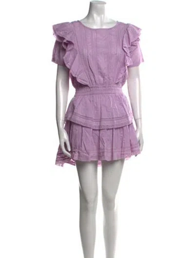 Pre-owned Loveshackfancy Scoop Neck Mini Dress In Purple