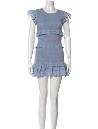 Pre-owned Loveshackfancy Scoop Neck Mini Dress W/ Tags In Blue