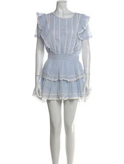 Pre-owned Loveshackfancy Scoop Neck Mini Dress W/ Tags In Blue