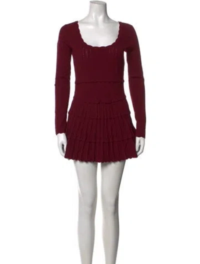 Pre-owned Loveshackfancy Scoop Neck Mini Dress W/ Tags In Burgundy