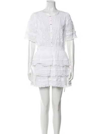 Pre-owned Loveshackfancy Scoop Neck Mini Dress W/ Tags In White