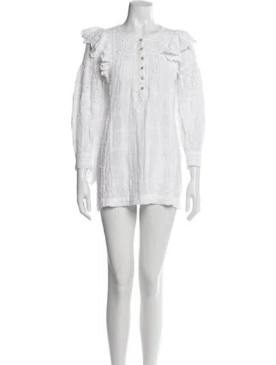 Pre-owned Loveshackfancy Scoop Neck Mini Dress In White