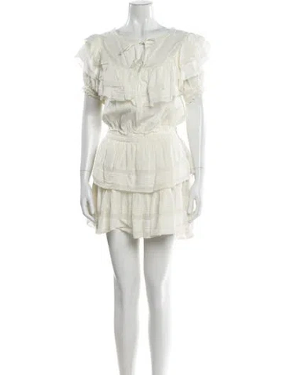 Pre-owned Loveshackfancy Scoop Neck Mini Dress In White