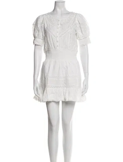 Pre-owned Loveshackfancy Scoop Neck Mini Dress In White