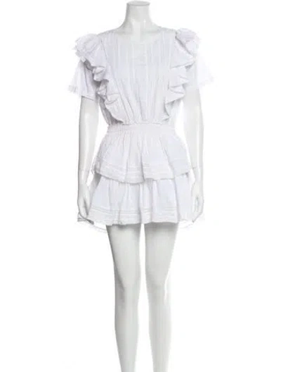 Pre-owned Loveshackfancy Scoop Neck Mini Dress In White