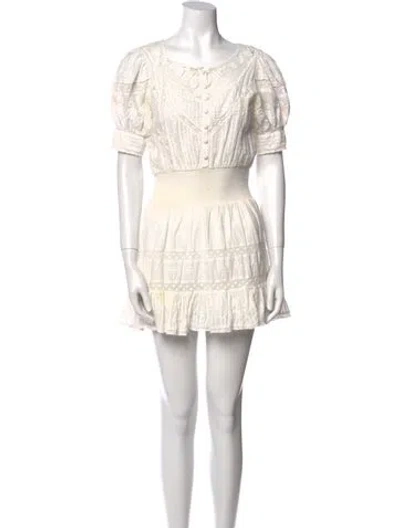 Pre-owned Loveshackfancy Scoop Neck Mini Dress In White