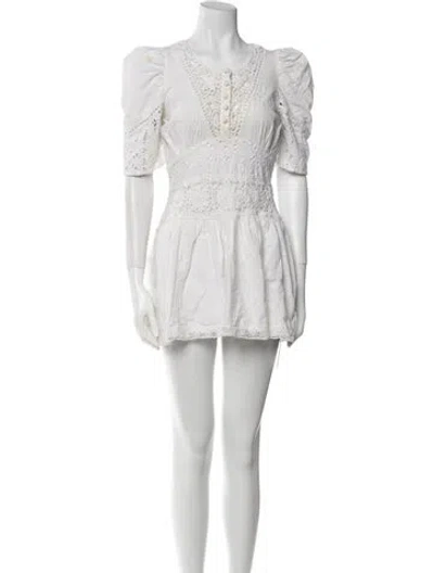 Pre-owned Loveshackfancy Scoop Neck Mini Dress In White