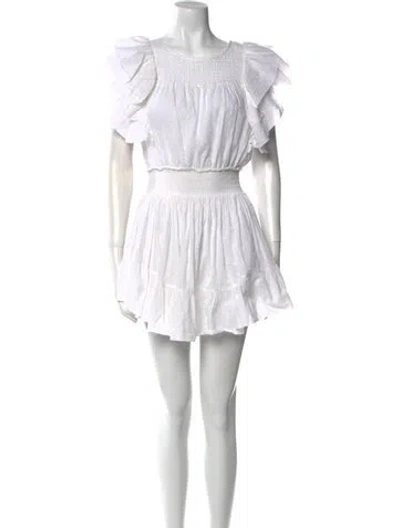 Pre-owned Loveshackfancy Scoop Neck Mini Dress In White