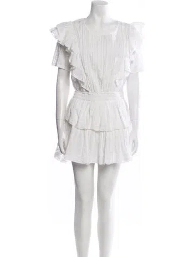 Pre-owned Loveshackfancy Scoop Neck Mini Dress In White