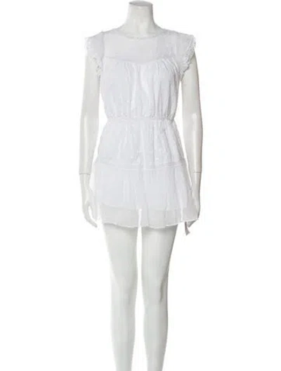 Pre-owned Loveshackfancy Scoop Neck Mini Dress In White