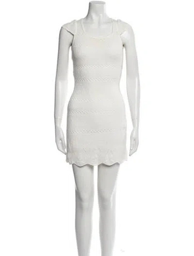 Pre-owned Loveshackfancy Scoop Neck Mini Dress In White