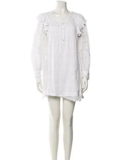 Pre-owned Loveshackfancy Scoop Neck Mini Dress In White