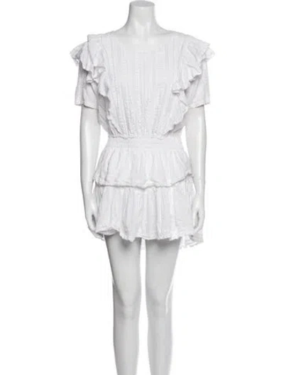 Pre-owned Loveshackfancy Scoop Neck Mini Dress In White