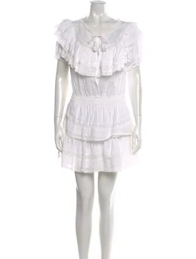 Pre-owned Loveshackfancy Scoop Neck Mini Dress In White