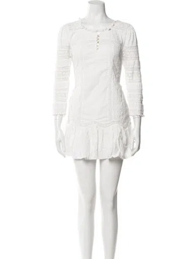Pre-owned Loveshackfancy Scoop Neck Mini Dress In White