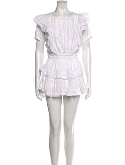 Pre-owned Loveshackfancy Scoop Neck Mini Dress In White