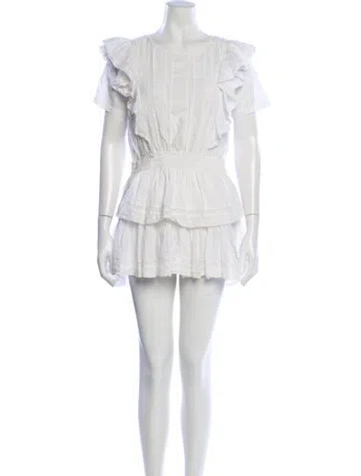 Pre-owned Loveshackfancy Scoop Neck Mini Dress In White