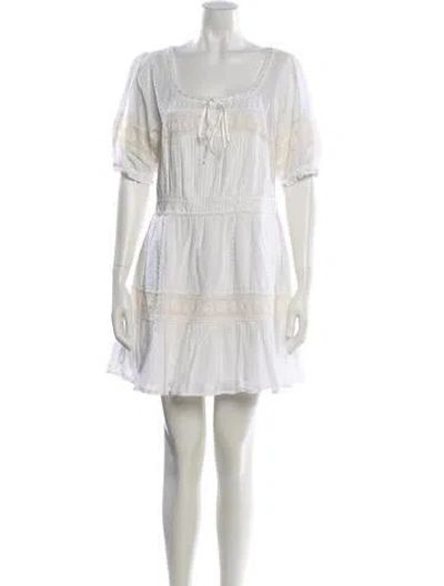 Pre-owned Loveshackfancy Scoop Neck Mini Dress In White