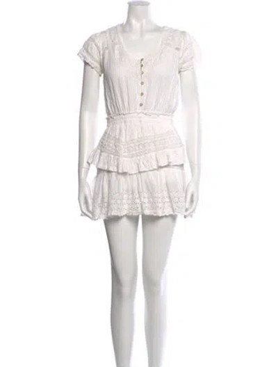 Pre-owned Loveshackfancy Scoop Neck Mini Dress In White