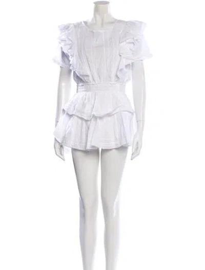 Pre-owned Loveshackfancy Scoop Neck Mini Dress In White