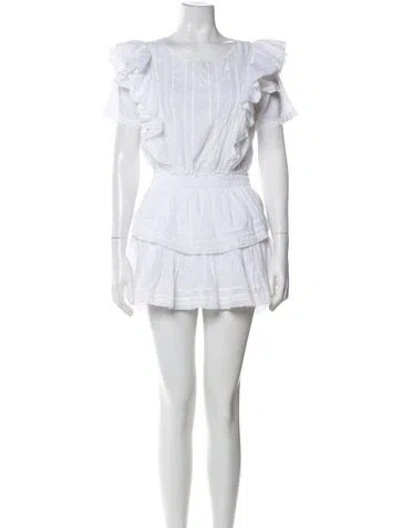 Pre-owned Loveshackfancy Scoop Neck Mini Dress In White