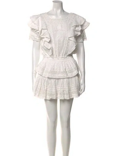Pre-owned Loveshackfancy Scoop Neck Mini Dress In White